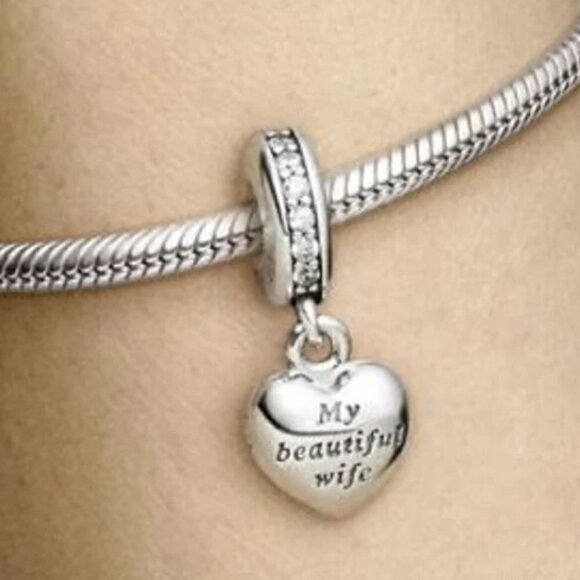 My Beautiful Wife Openable Locket Dangle Charm Sterling Silver - Picture 4 of 4
